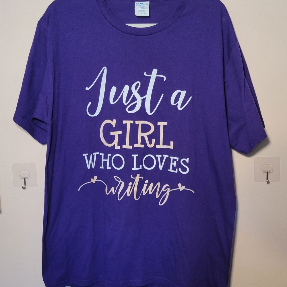 Just a Girl Who Loves Writing Purple Tee